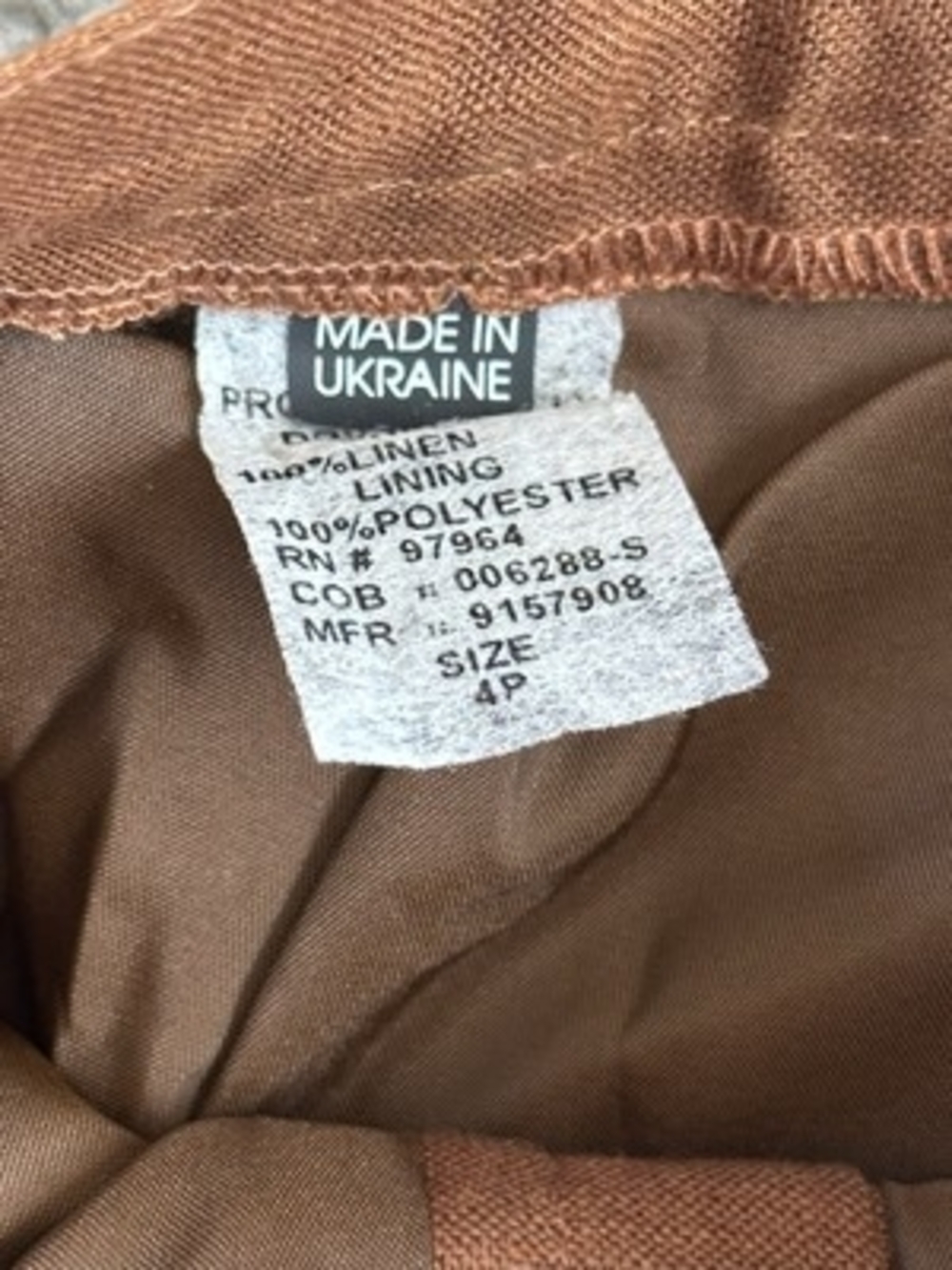 Vintage Stephanie Andrews Women's Brown Linen Suit 4P Double Breasted NWT - Picture 10 of 11